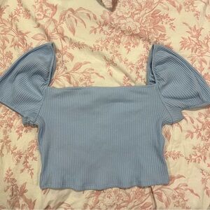 NWOT H&M Blue Ribbed Crop Top